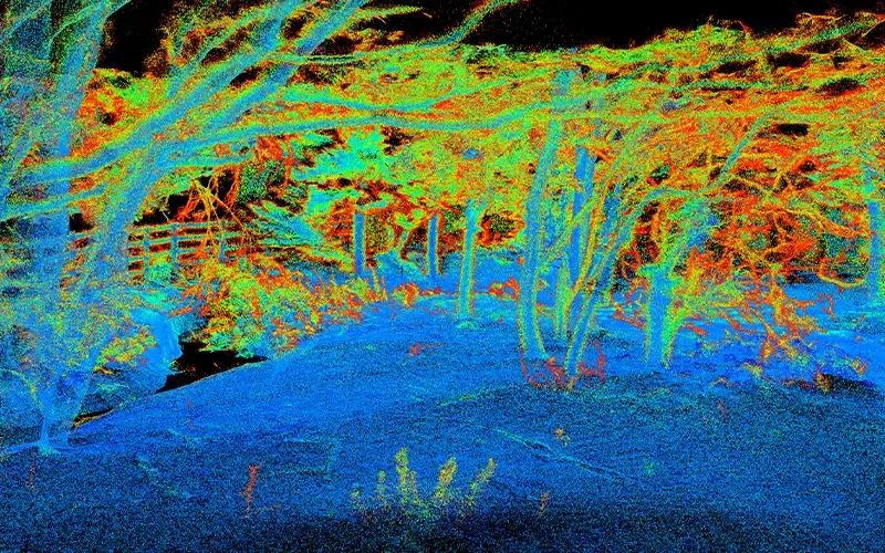 SLAM scan of a road, captured from the footpath